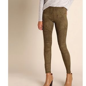 NWT - High Waisted Suede Moto Jegging